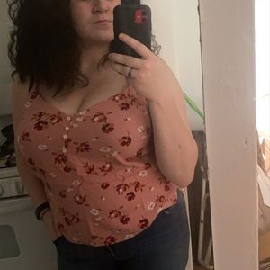 Floral pink tank top